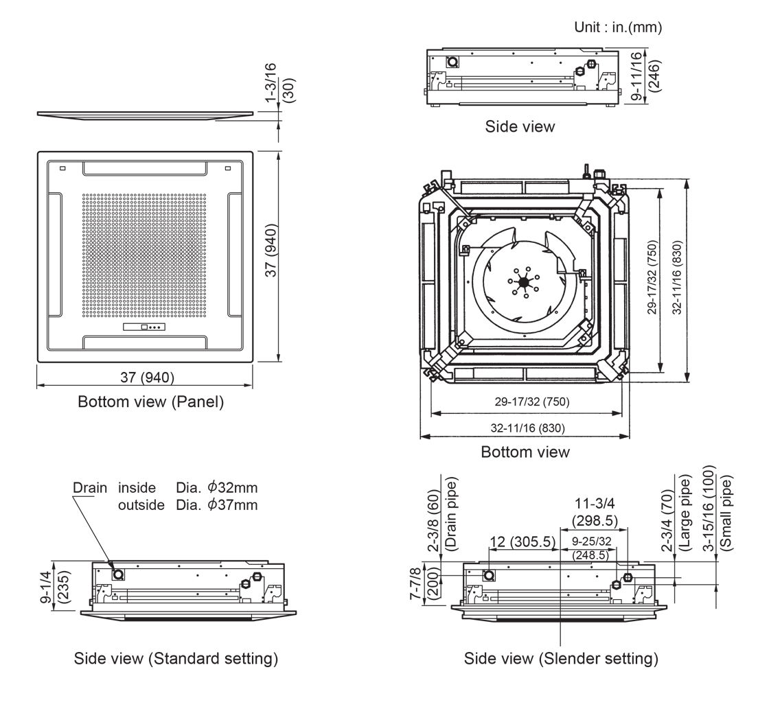 Indoor Units: Dimensions Indoor Units: Dimensions
