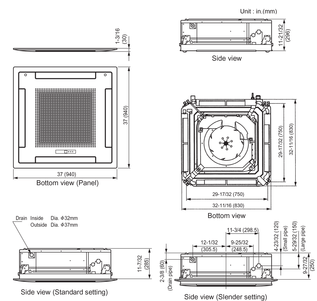 Indoor Units: Dimensions Indoor Units: Dimensions