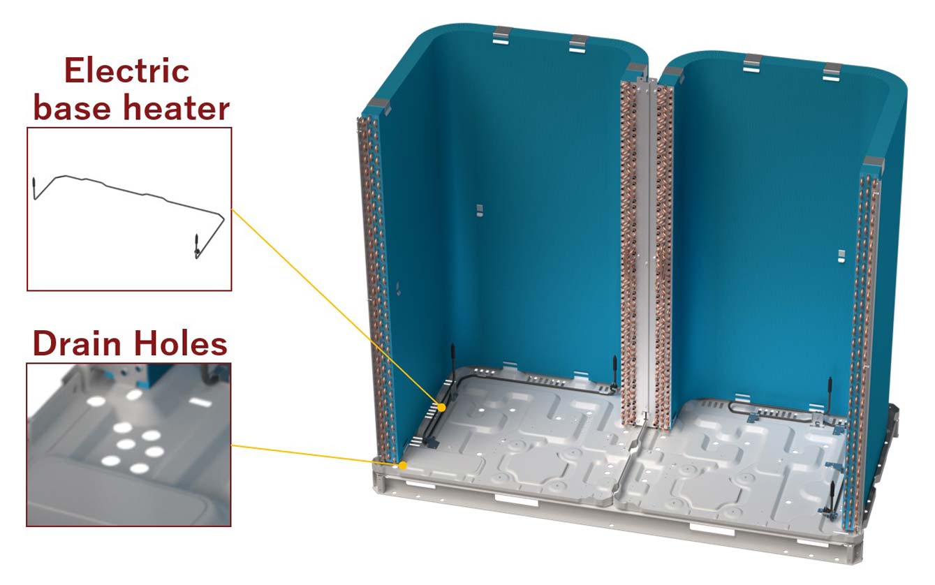 Electric base heater, Drain Holes