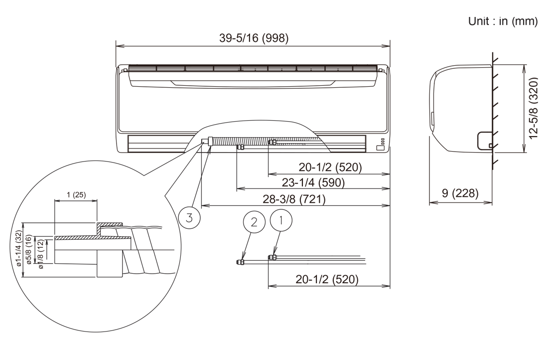 Indoor Units: Dimensions Indoor Units: Dimensions