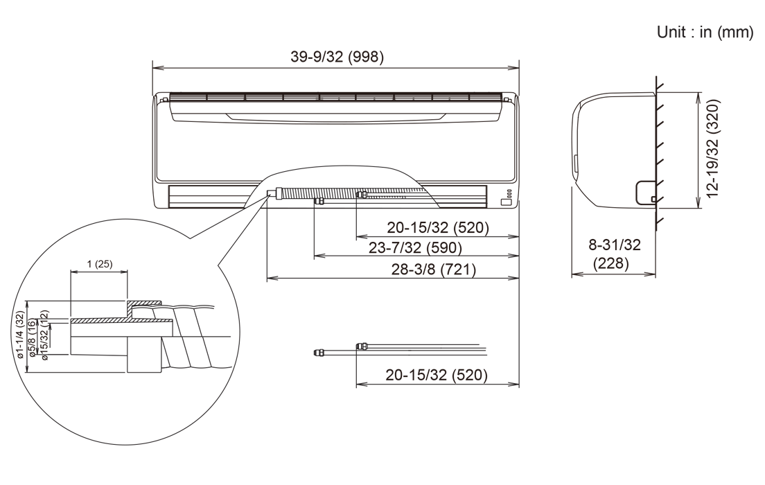 Indoor Units: Dimensions Indoor Units: Dimensions